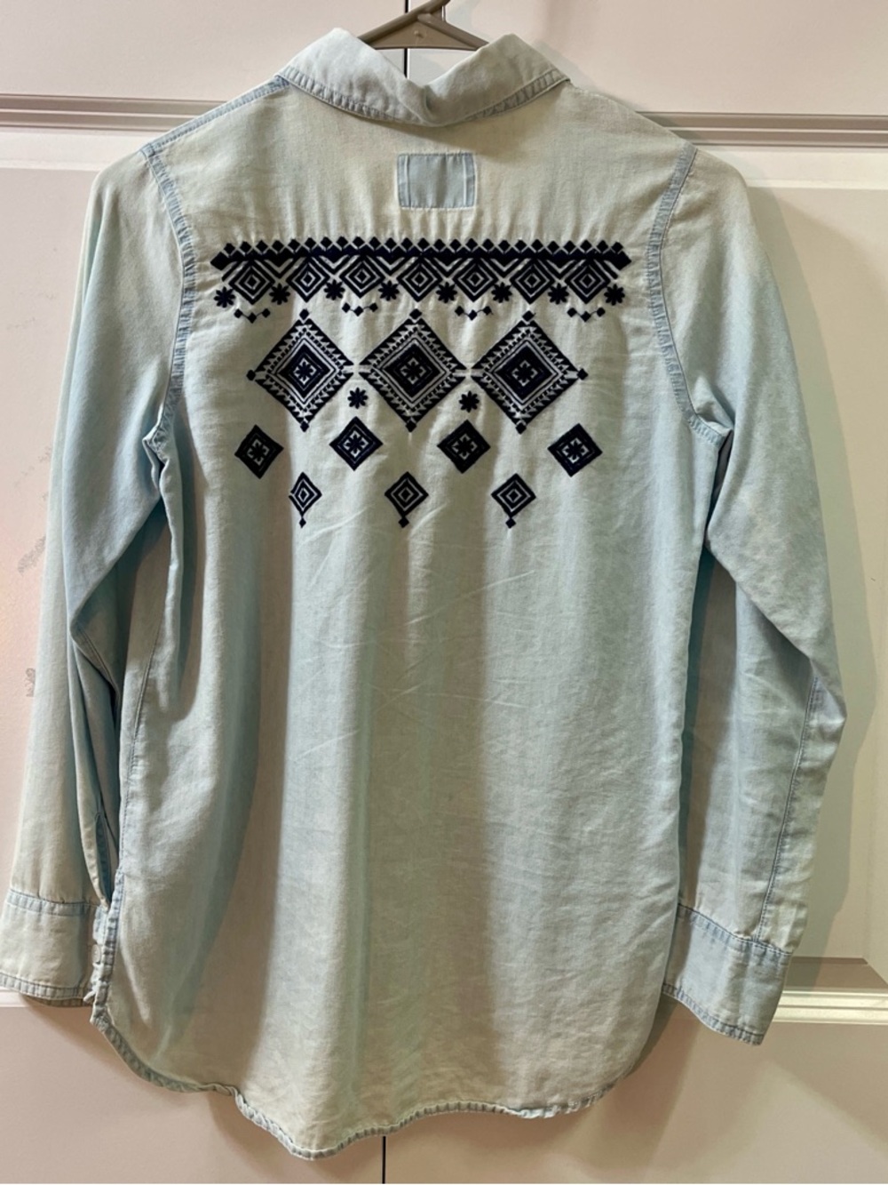 Embroidered Denim Button-Up – Petite / Boho